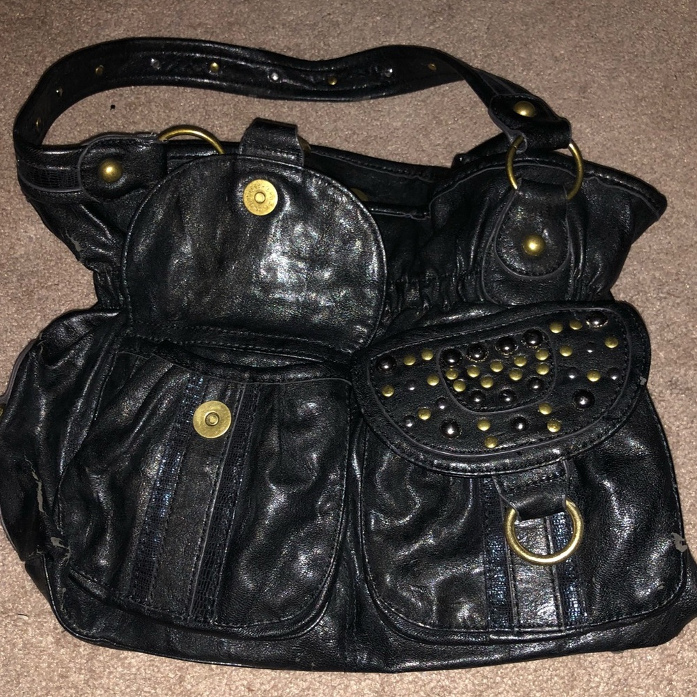 Kathy Van Zealand Black Studded Synch Purse